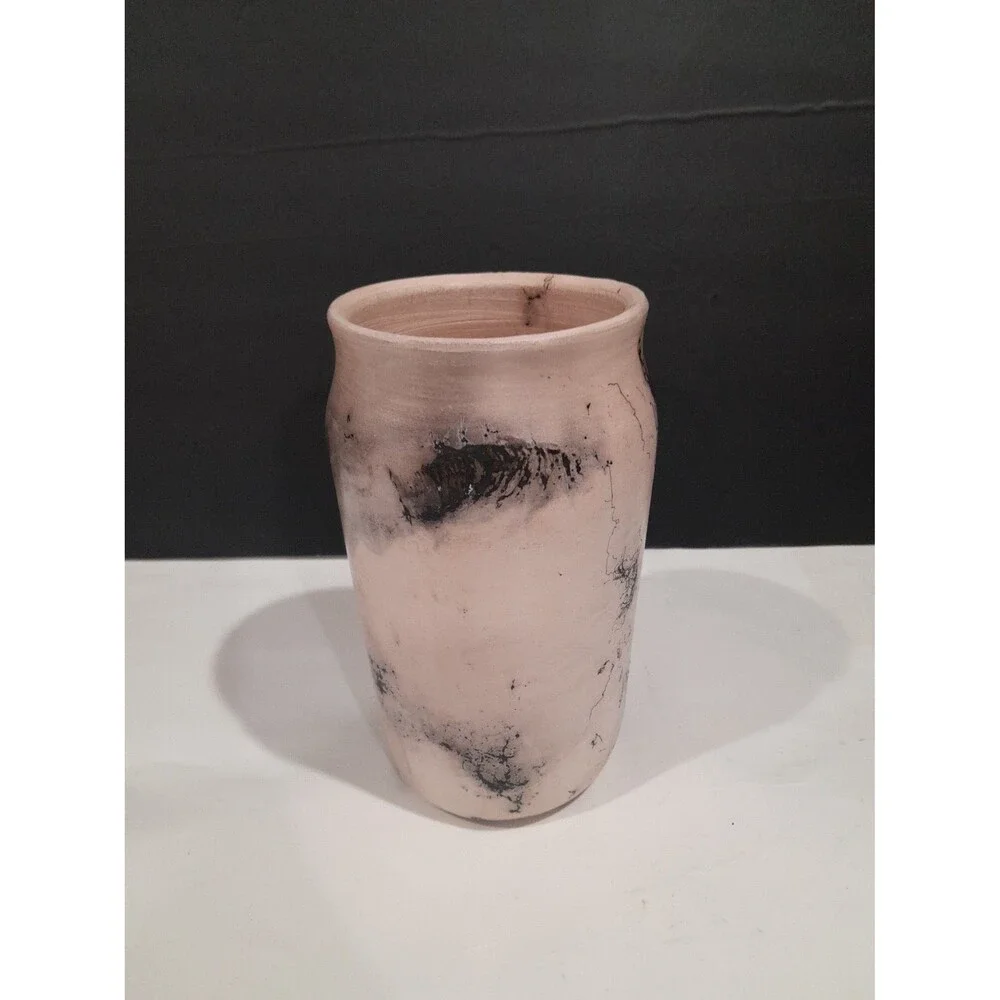 Horsehair Pottery Vase, KK, 8 inch